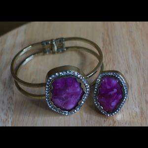 Purple Stone Bracelet and Ring Set